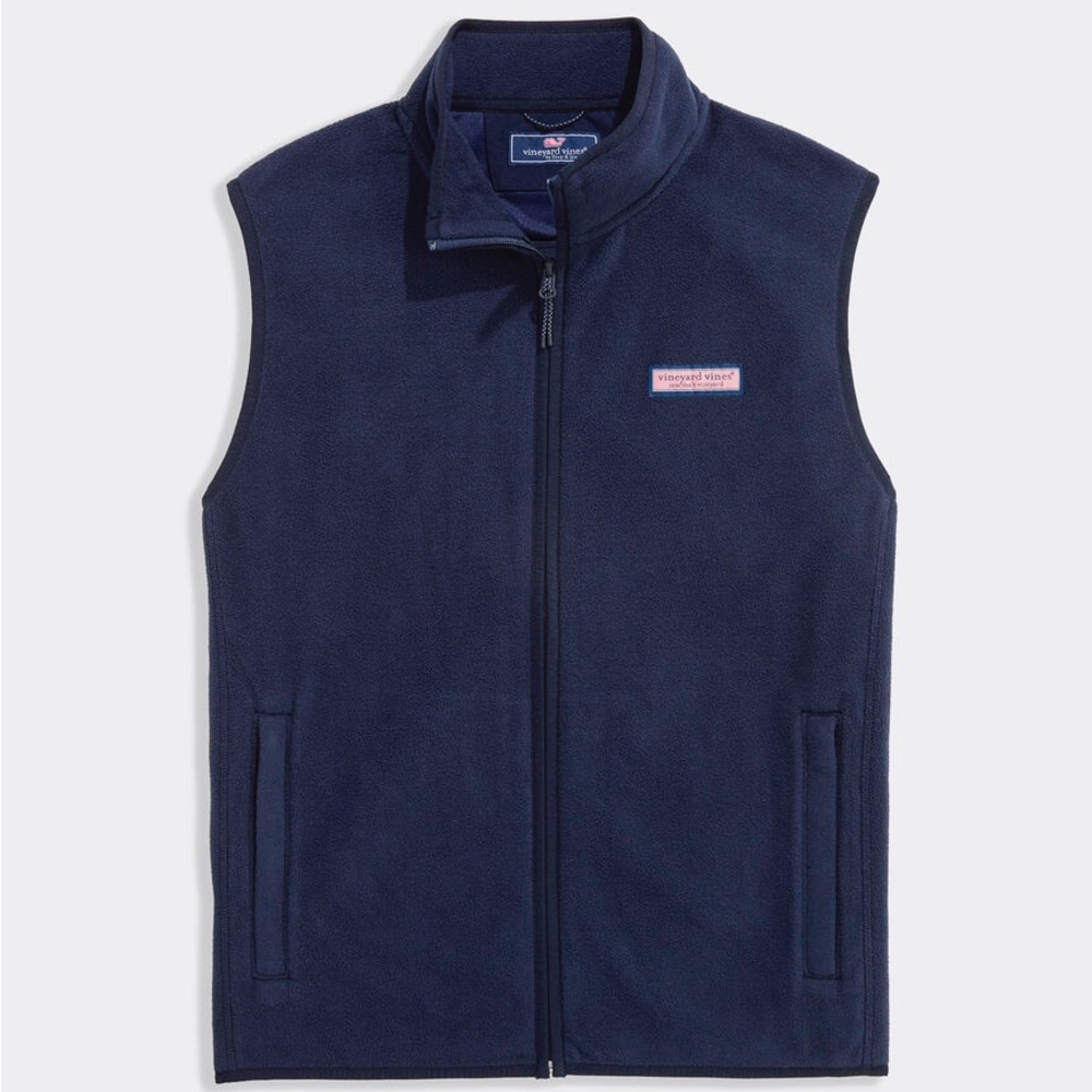 Vineyard Vines Men’s Harbor Fleece Vest Nautical Navy Size L